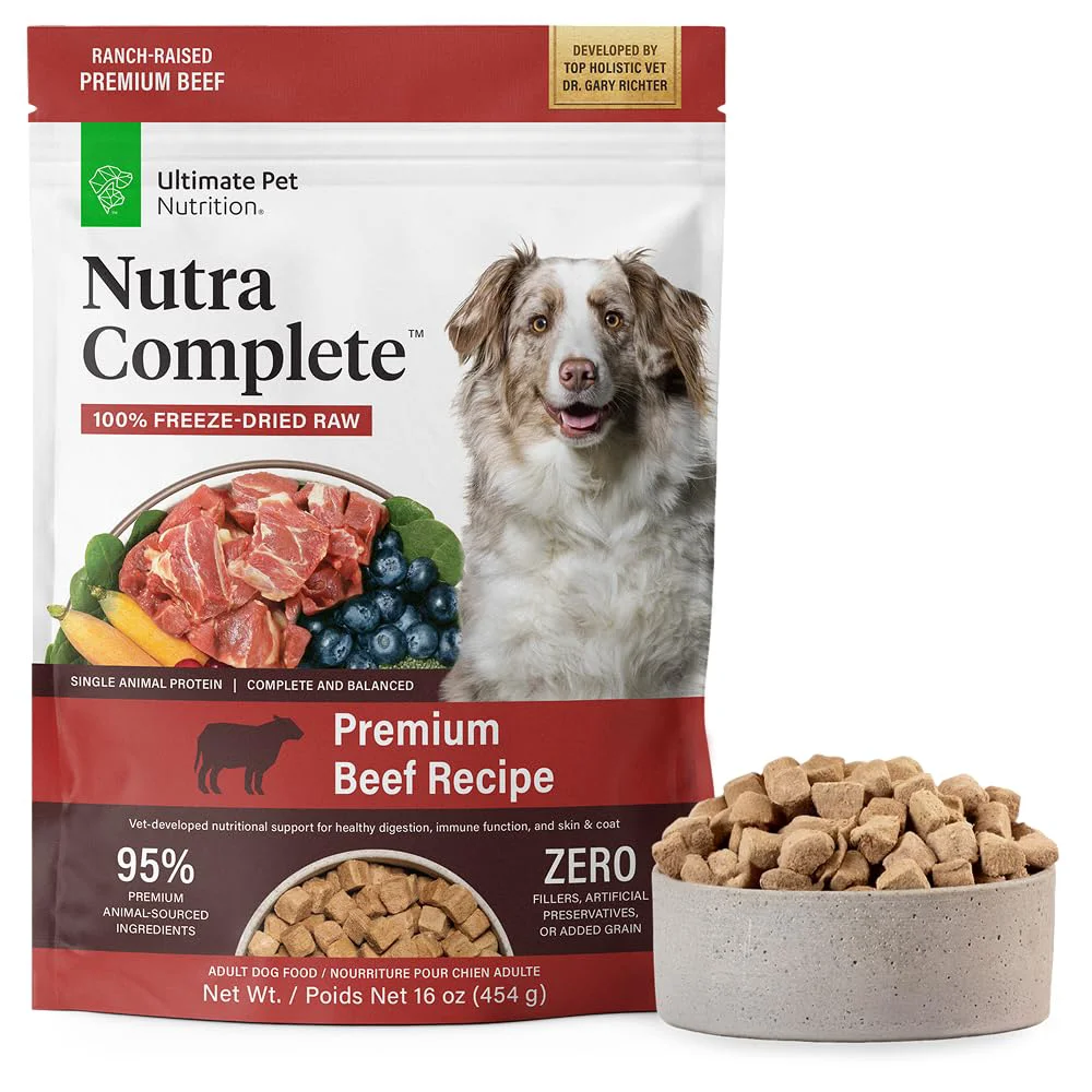 Practical PET NUTRITION Nutra Complete ze-Dried Raw Dog Food — Beef 1 lb Fine Crafted