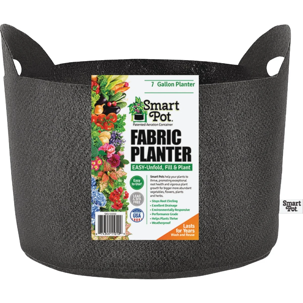 Unique Smart Pot 7 Gal. Black Fabric Salad Herb Grow Bag Premium Material