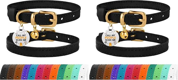 Flexible BRONZEDOG Leather Cat Collar Fast