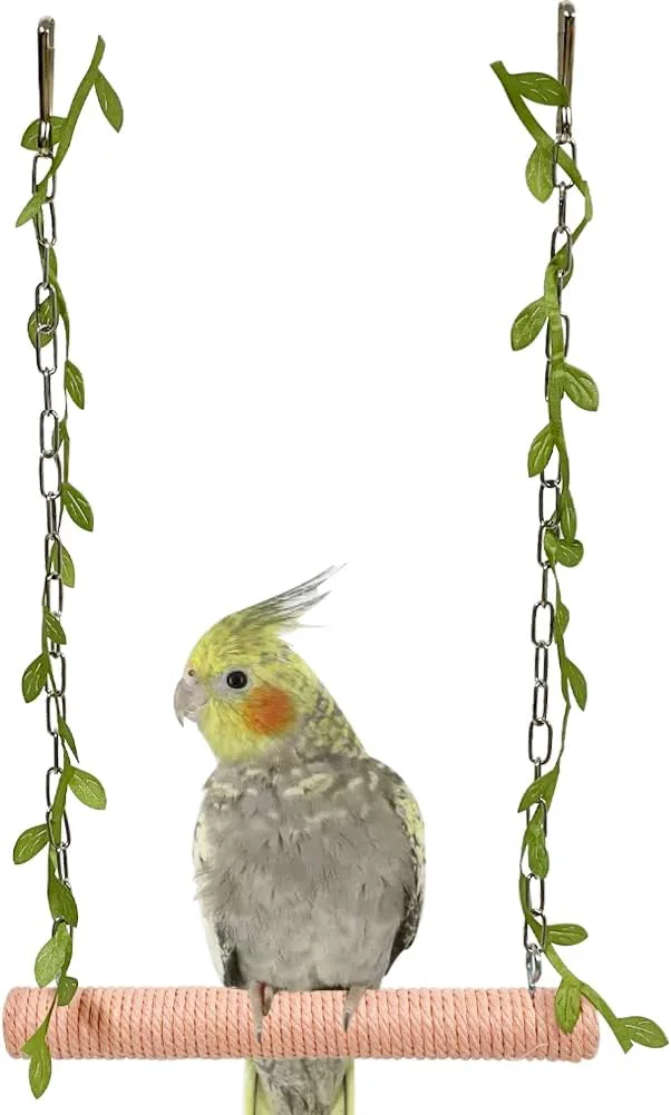 Pure La La Pet® Hanging Wooden Pet Bird Swing Functional