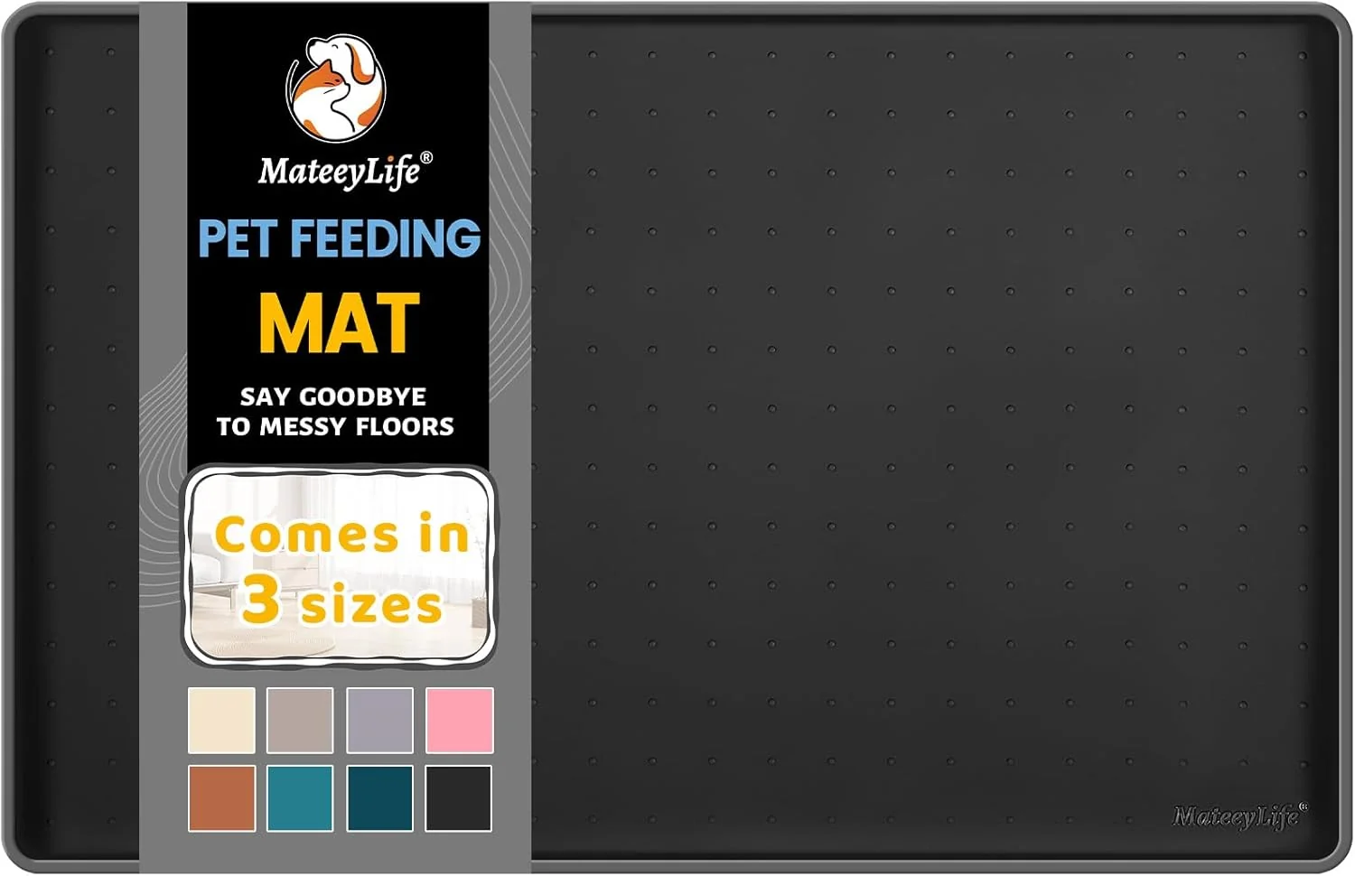 Advanced MateeyLife Silicone Cat Dog Food Mat for Floors Waterproof Anti-Slip Dog Bowl Mats for Food and Water Pet Feeding Mats with Lip to Prevent Spills Pet Placemat for Messy Drinkers to Protect Floors Easy-to-Use