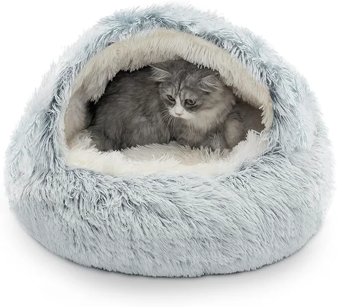 Fashionable CATISM Cozy Cat Pod – Plush Hooded Cat Bed Cave Self Warming Removable Washable with Non-Slip BottomAbout ThisOverview Innovative