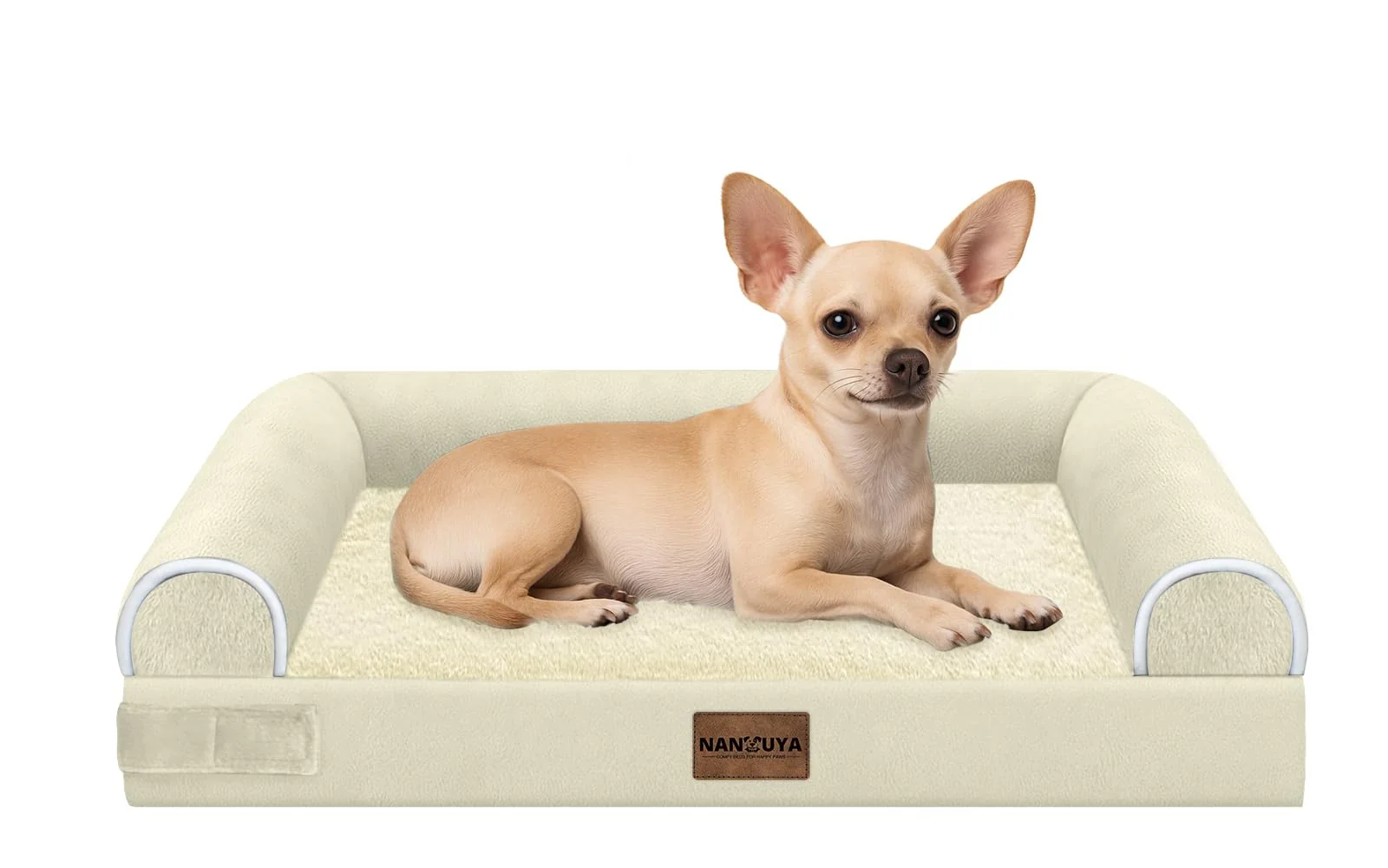 Secure NANUYA Small Dog Bed Orthopedic Washable – Egg Crate Foam Waterproof Cover Beige Outstanding