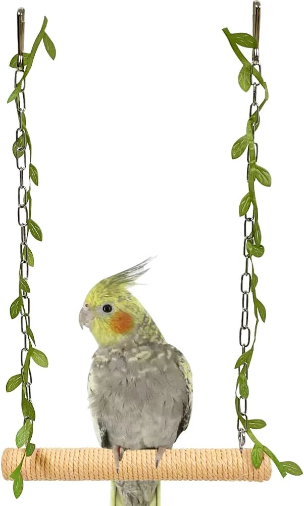 Premium La La Pet® Hanging Wooden Pet Bird Swing Environmentally Friendly