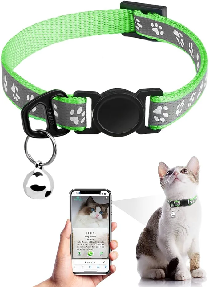 Consistent Cat Collar Breakaway with QR Code Name Tag Reflective Kitten Collars with Bell Original Design