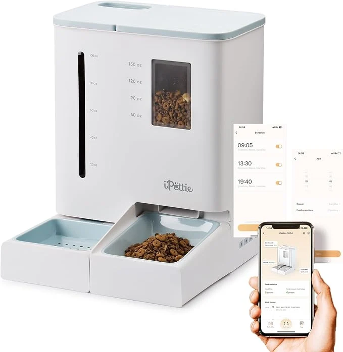 Green iPettie FW54 5G 2.4GHz WiFi Automatic Feeder and Waterer 2-in-1 Set Minimalist