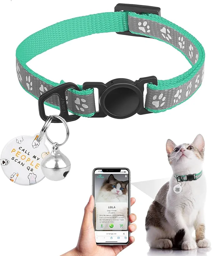 World-Class Cat Collar Breakaway with QR Code Name Tag Reflective Kitten Collars with Bell Premium