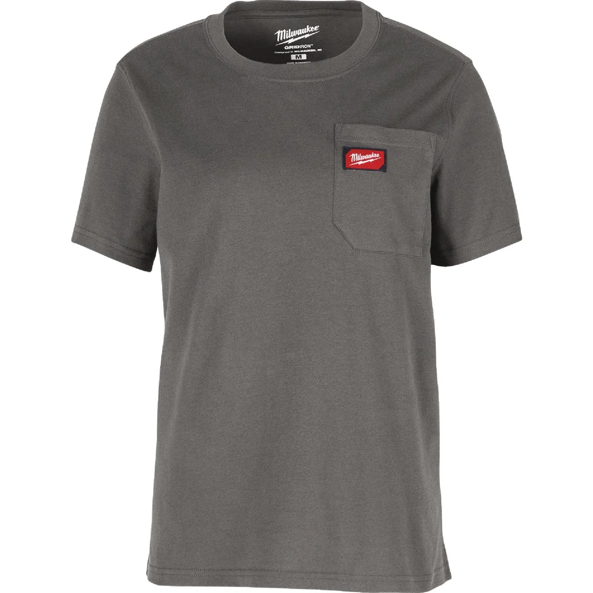 Modern Milwaukee GridIron Women’s Large Gray Short Sleeve Pocket T-Shirt Recyclable