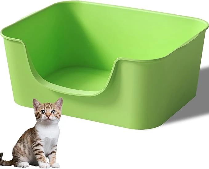 Authentic Low Entry Cat Litter Box with High Sides – Open-Top Anti-Splash Durable Easy-Clean Pan for Kittens Munchkin Cats Senior Medium-Sized Cats Small Pets Rabbits 19.3 x13.3 x7.8 GreenAbout ThisOverview Comfortable