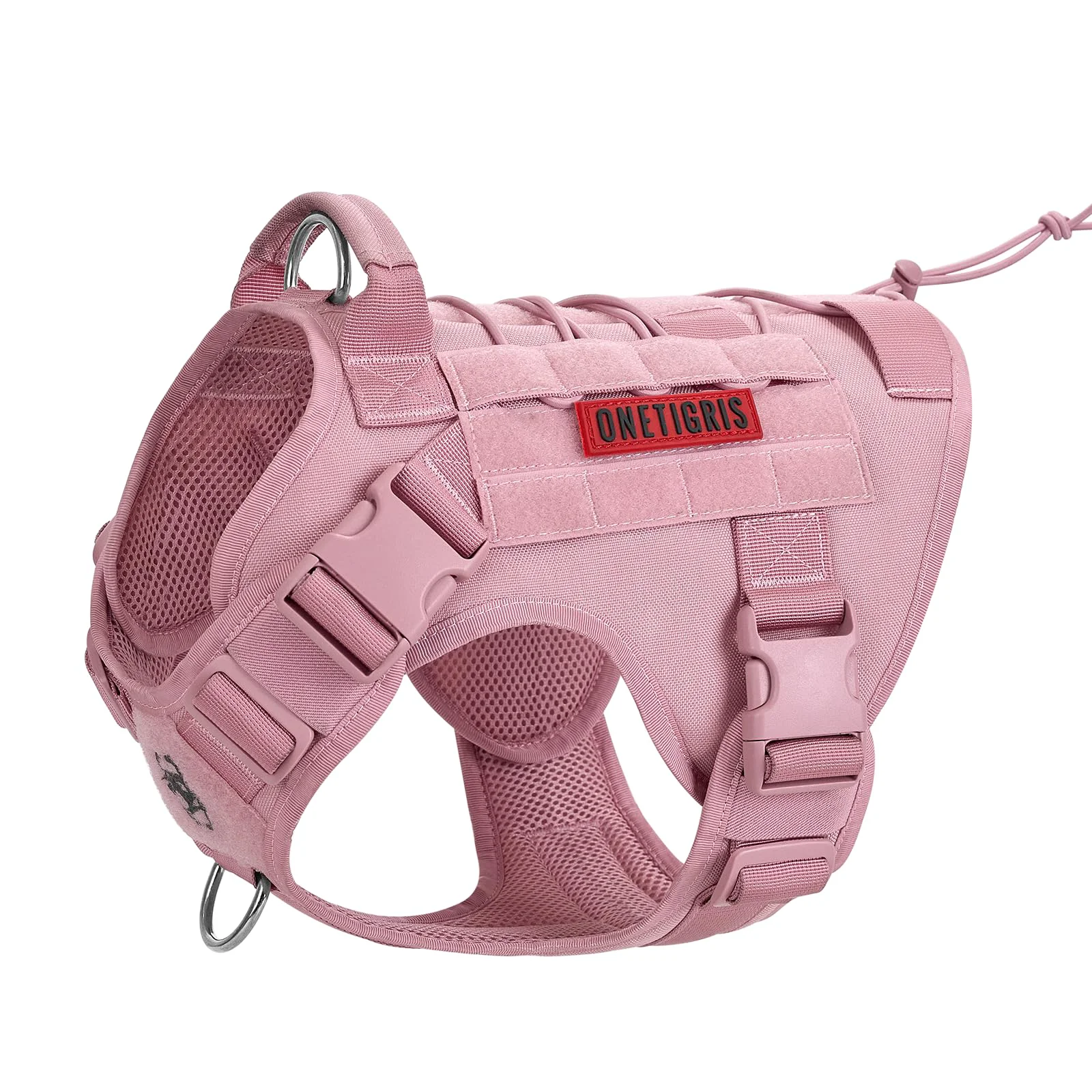 Relaxed OneTigris Tactical Dog Harness Vest – Pink No-Pull Front Leash Adjustable L User-Friendly