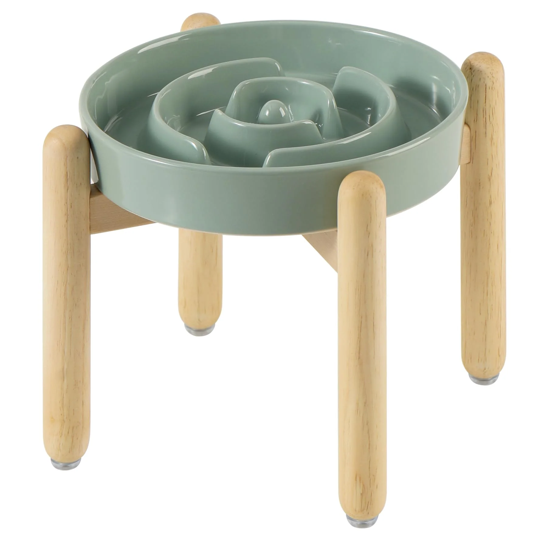 Fine Havniva Ceramic Raised Slow Feeder Bowl Set for Large Dogs — 9.5in 3.2 Cup Light Green Fine Crafted