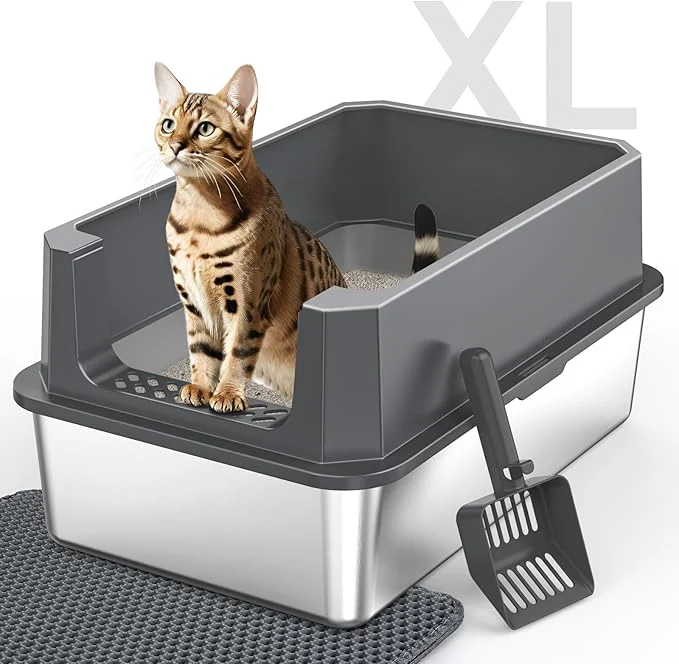 Healthy Stainless Steel Litter Box Extra Large Litter Boxes for Big Cats XLarge Metal Cat Litter Box with Lid Anti-Urine Leakage XL Box with High Sides Easy Clean Non-Sticky Scoop IncludedAbout ThisOverview Prestigious