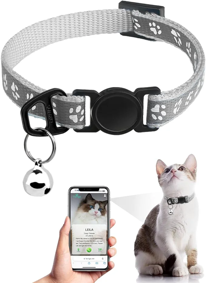 Prestigious Cat Collar Breakaway with QR Code Name Tag Reflective Kitten Collars with Bell Secure