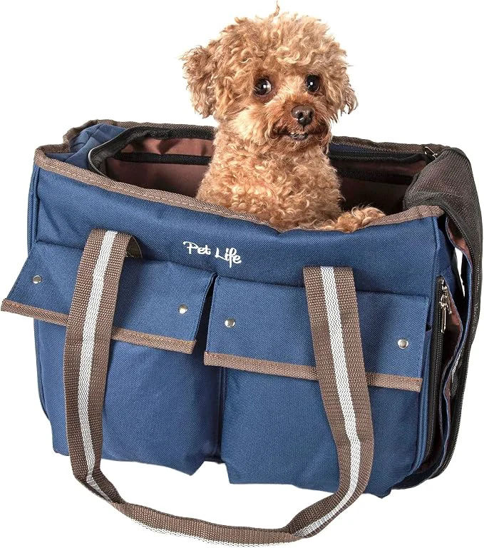 Recyclable Pet Life ® Dual-Pocketed Fashion Airline Pet Carrier Luxury