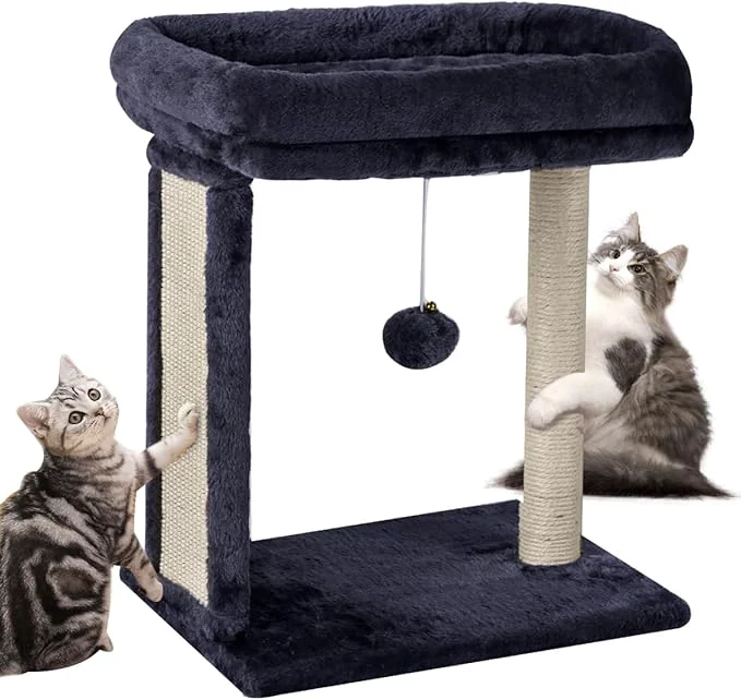 Modern SYANDLVY Samll Cat Tree with Scratching Board Scratching Post with Perch for Indoor Cats Cat Scratcher with 2 Dangling Balls Great for KittensAbout ThisOverview High-Grade