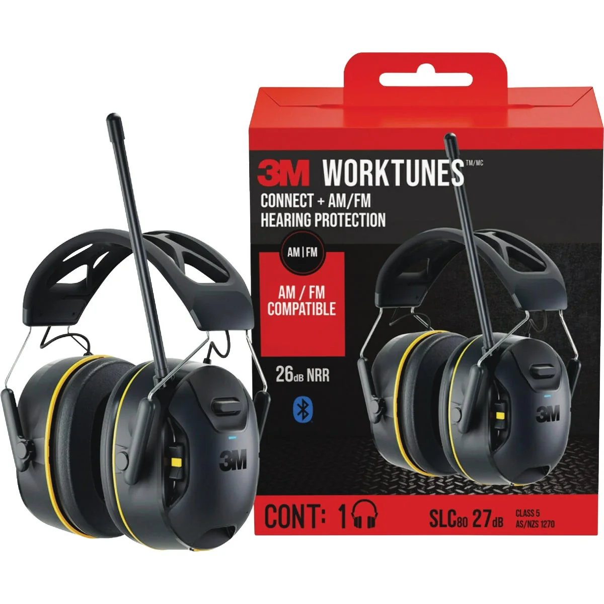 Fast 3M WorkTunes Connect 26 dB AM FM Wireless Bluetooth Earmuffs Clean