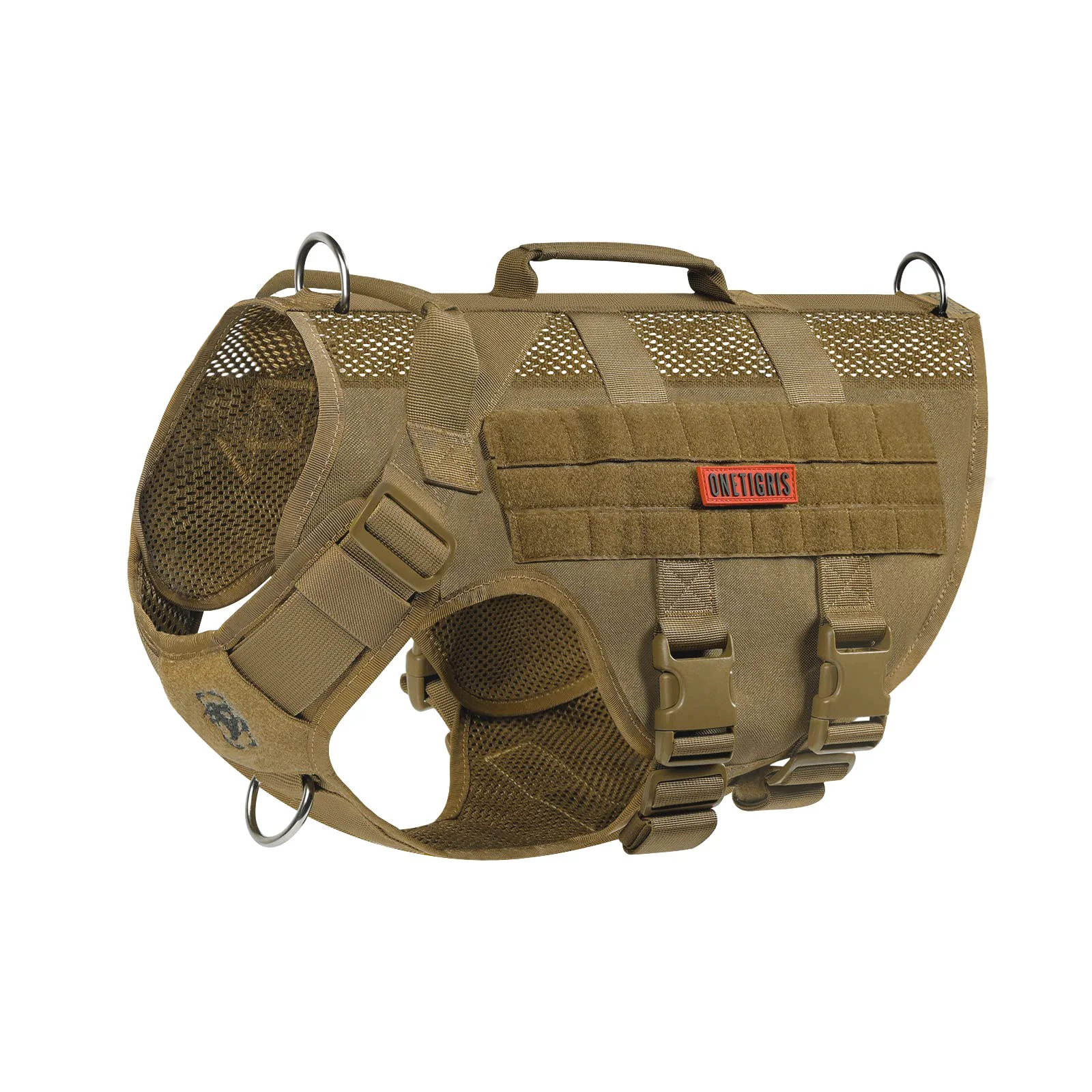 Specialty OneTigris No Pull Tactical Dog Harness for Medium Large Dogs – Mesh Breathable Vest with MOLLE Handle XL Brown Superior