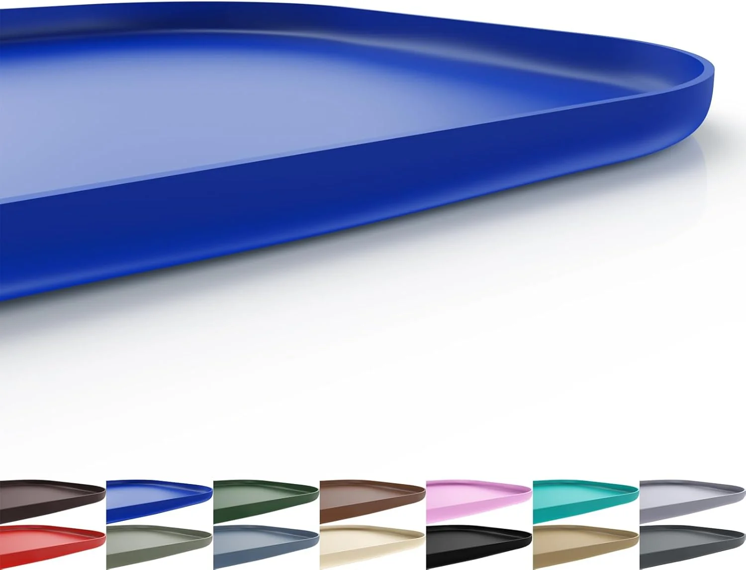 Pure Silicone Pet Feeding Mat with Raised Edge for Food and Water Dog Bowl Mats Cat Bowls Placemat with High Lip for Floor Waterproof Rubber Tray for Cats and Dogs 19 x 12 x0.7 Navy Blue Green