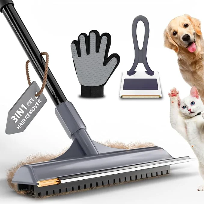 Flexible Carpet Rake for Pet Hair Removal – Reusable Dog Cat Hair Remover with 58 Reinforced Steel Handle 3-in-1 Professional Modular Rug Rake Scraper Tool for Shag Rugs Couch Stairs Gray About ThisOverview Organic