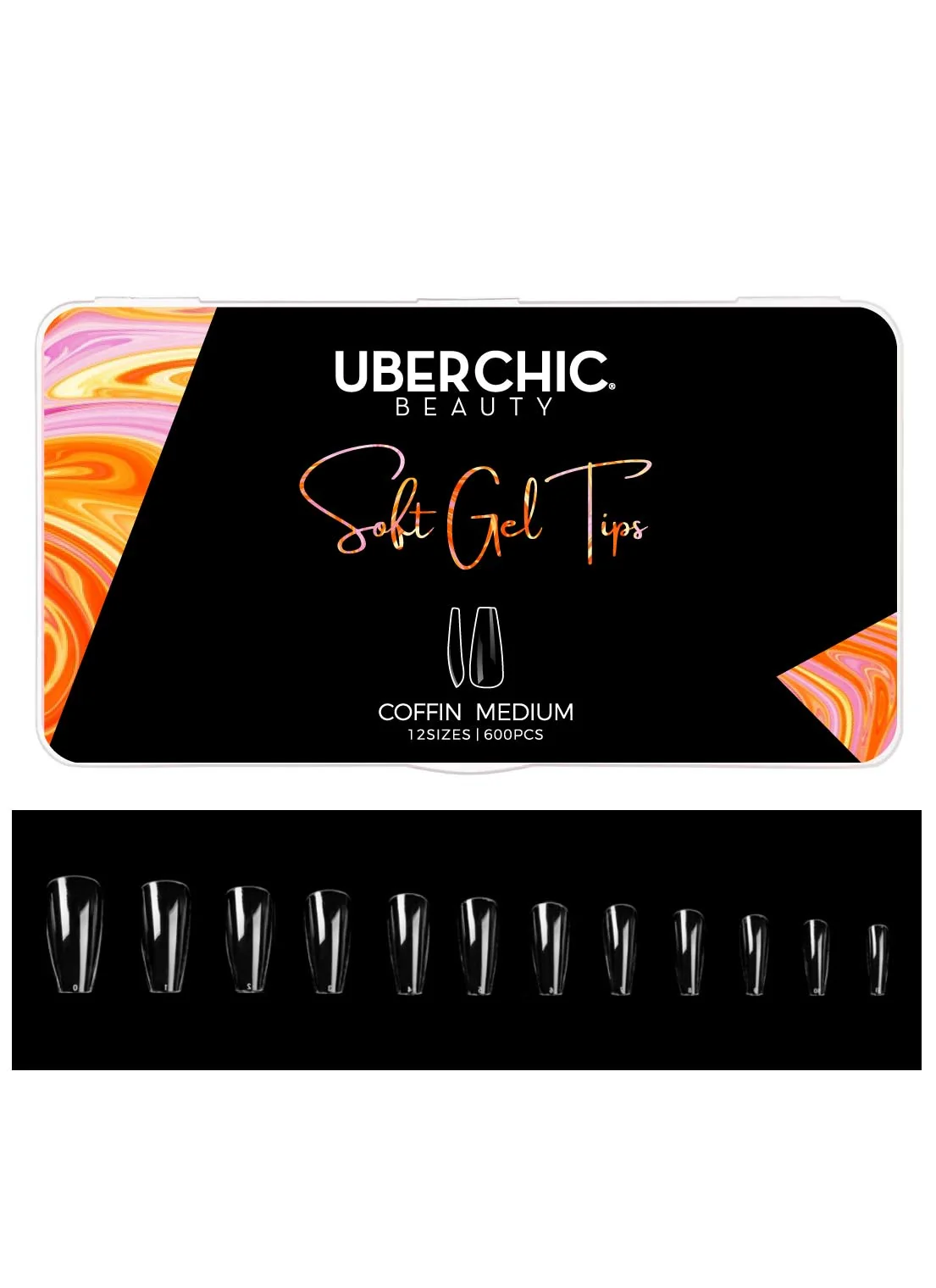 World-Class 600 Soft Gel Tips Coffin – Medium Relaxed