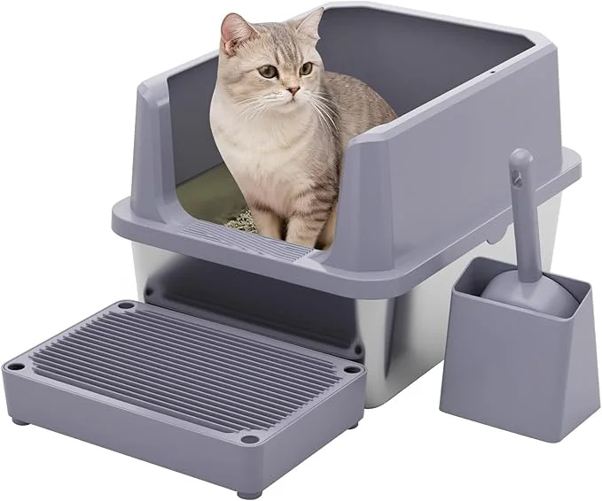 Safe RIZZARI Cat Litter Box Pink Stainless Steel Won t Trap Odors – Easy Rinse Clean Non-Porous – Open Top Design – 11.6 High Sides – 17.3 x13.5 – with Scoop – Studio Apartment BathroomAbout ThisOverview Consistent