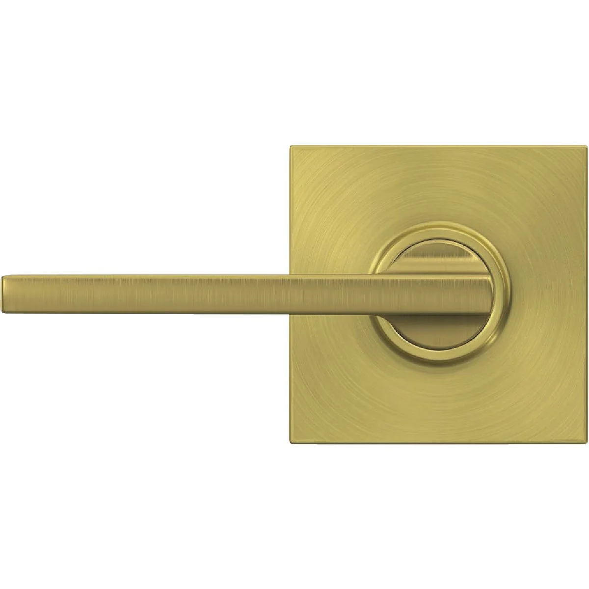 Modern Schlage F Series Latitude Lever with Collins Trim Hall and Closet Lock in Satin Brass Carefully Designed