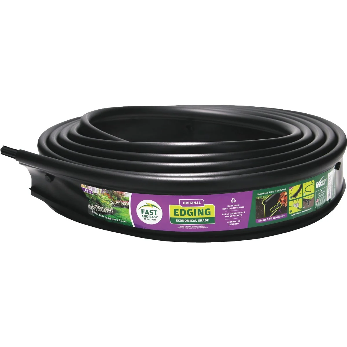 Easy-to-Use Master Mark 3.5 In. H. x 20 Ft. L. Black Recycled Plastic Lawn Edging Minimalist