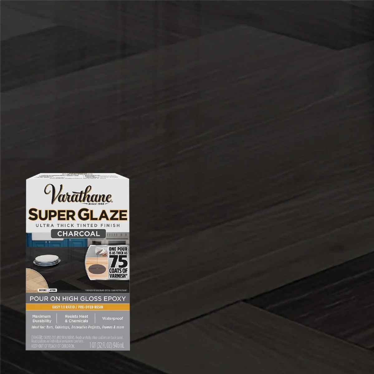 Proven Varathane 1 Qt. Super Glaze Pour-On High Gloss Charcoal Epoxy Resin Expertly Made