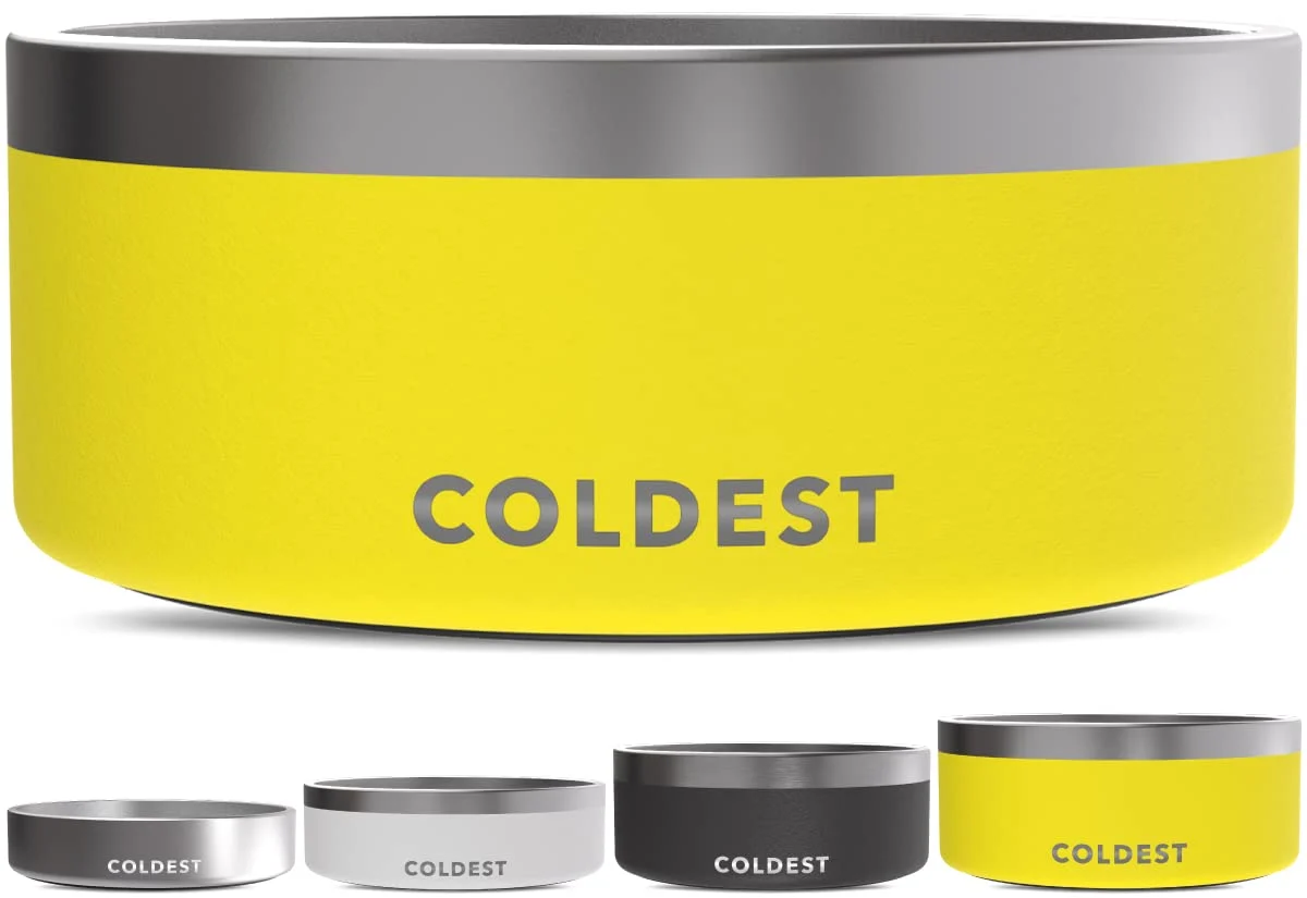Comfortable Coldest Dog Bowl – 100 oz Insulated Stainless Steel Anti-Rust Non-Slip The Coldest Water Natural