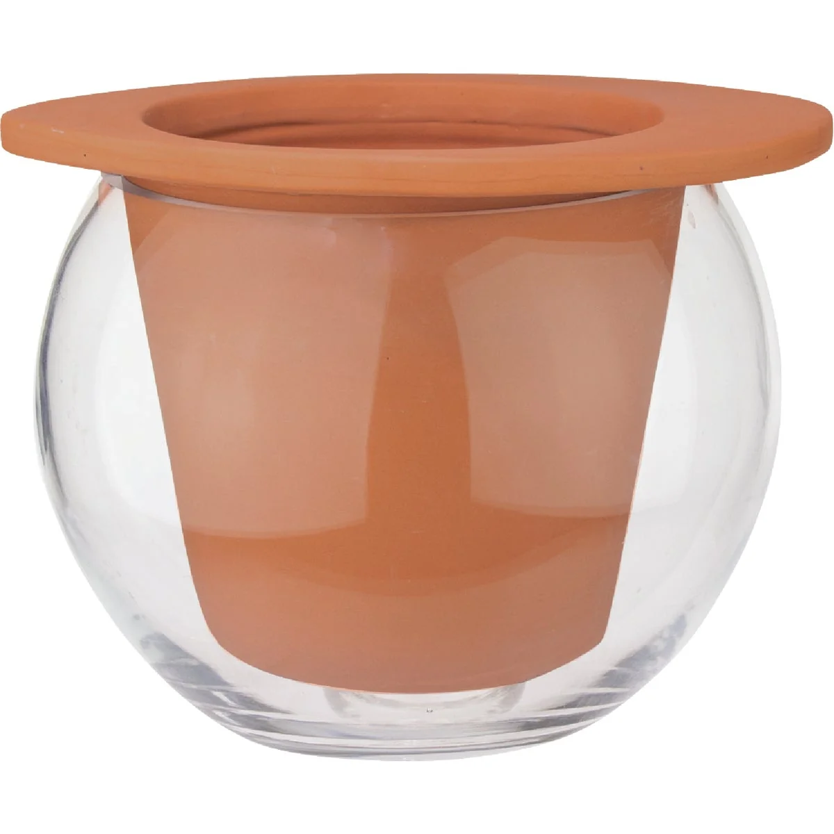 Quality Syndicate Home and Garden 7.35 In. Terracotta Glass Self-Watering Planter Natural