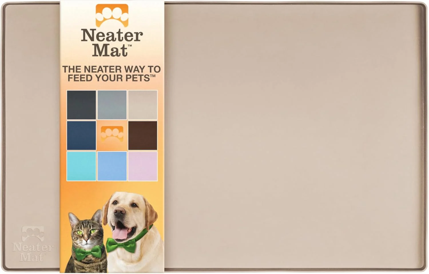 Detailed Neater Pet Brands Neater Mat Pet Mats for Food and Water Cat Dog Bowl Mat Waterproof Silicone Feeding Tray Dog Food Mats for Floors Placemat w Raised Edge for Under Bowls 16 x 10 Cappuccino Easy-to-Use