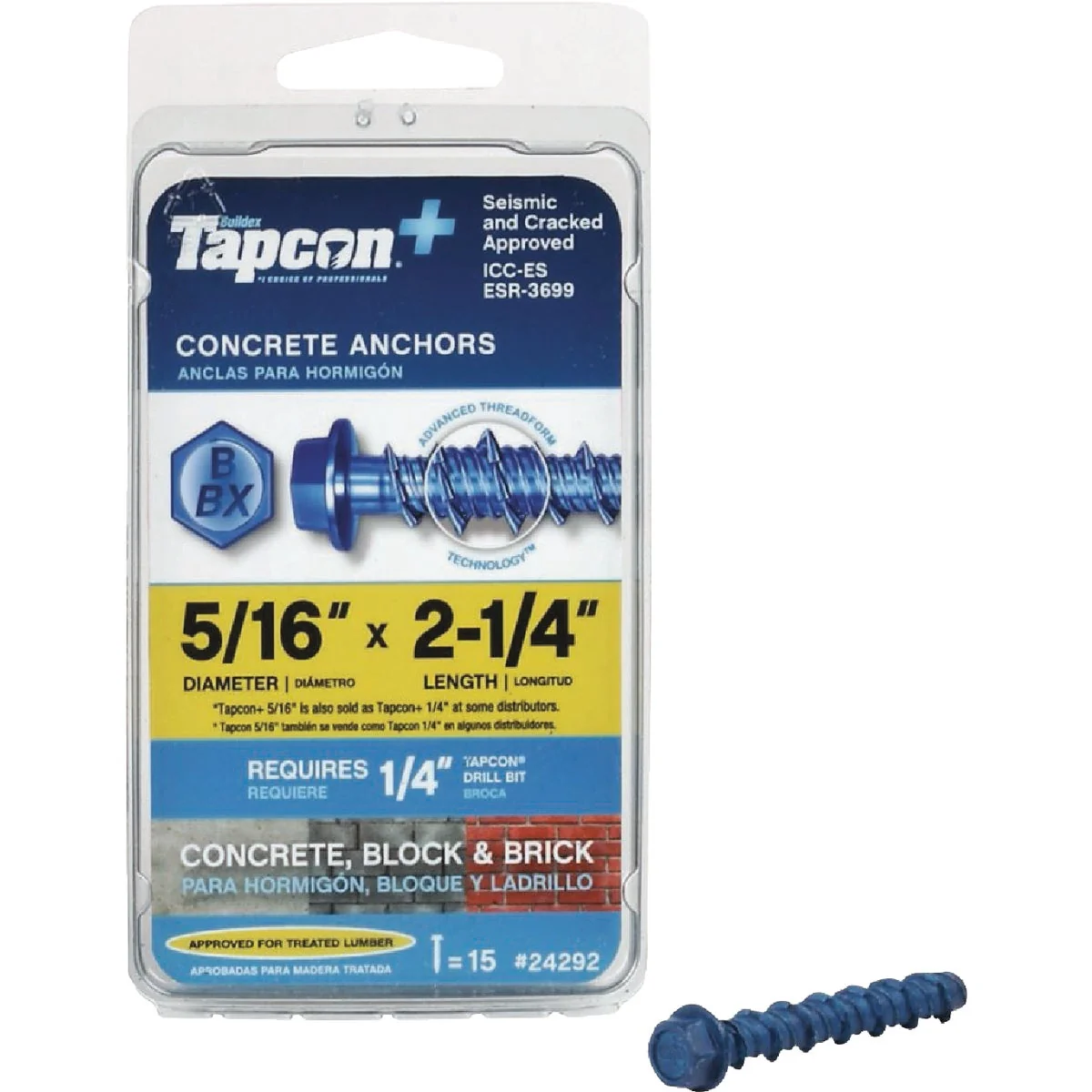 High-End Tapcon 5 16 In. x 2-1 4 In. Hex Washer Concrete Screw Anchor 15 Ct. Long-Lasting