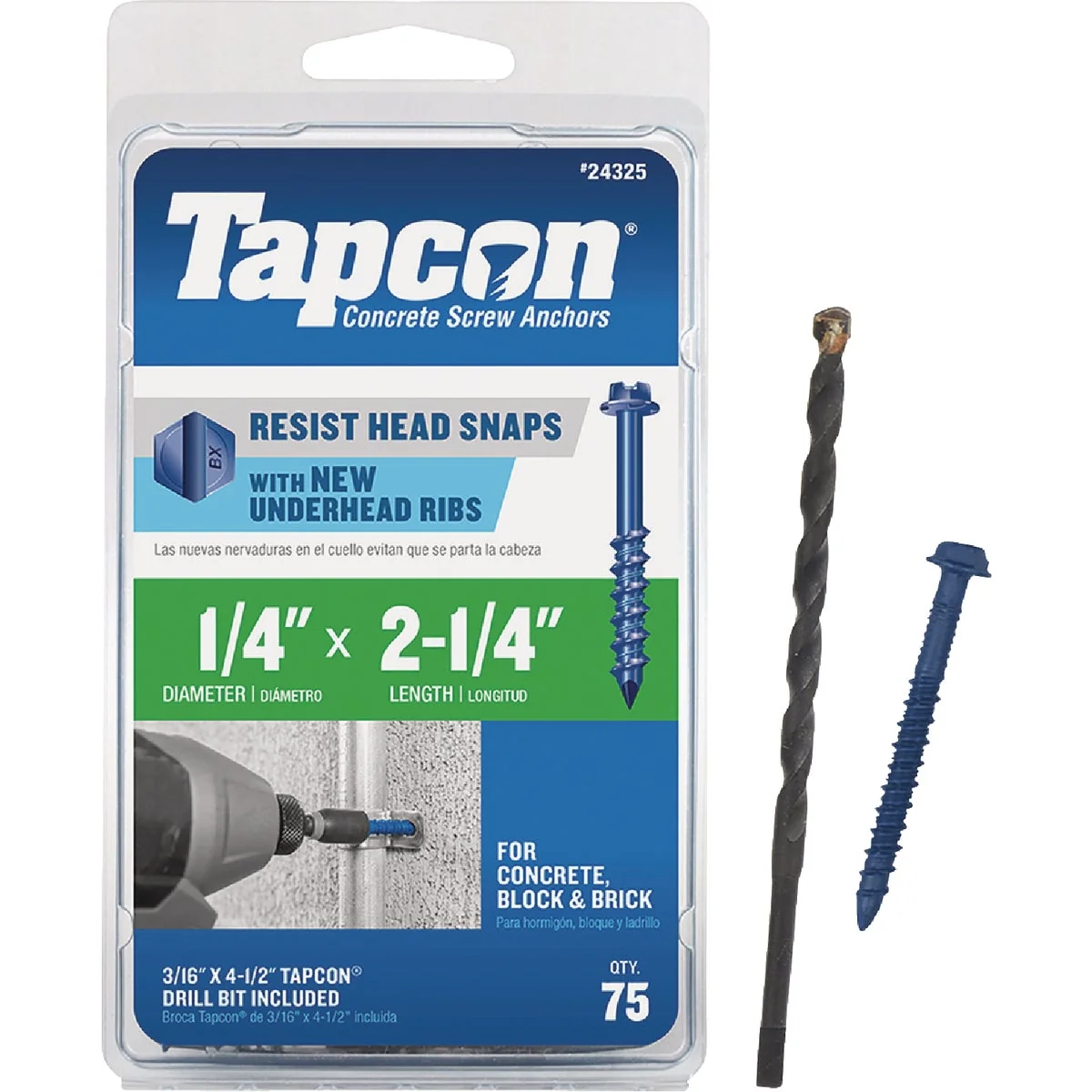 Advanced Tapcon 1 4 In. x 2-1 4 In. Hex Washer Concrete Screw Anchor 75 Ct. High-Performance