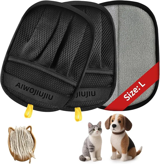 Versatile 2 PCS Pet Hair Removal Glove for Cats Dogs Newly Pro Five-Finger Electrostatic Pet Hair Remover Gloves Brush Pet Hair Removal Tool Black L About This Recyclable
