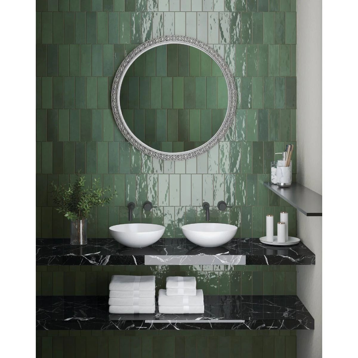 Specialty Emser Tile Passion Verde 3 In. x 8 In. Glossy Porcelain Wall Tile 3.92 Sq. Ft. per Case Casual