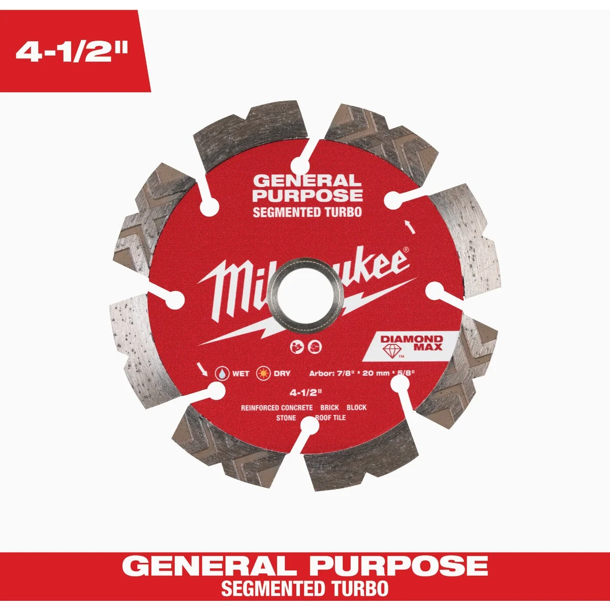 Flexible Milwaukee DIAMOND MAX 4-1 2 In. Segmented Turbo Rim General Purpose Diamond Blade Stylish