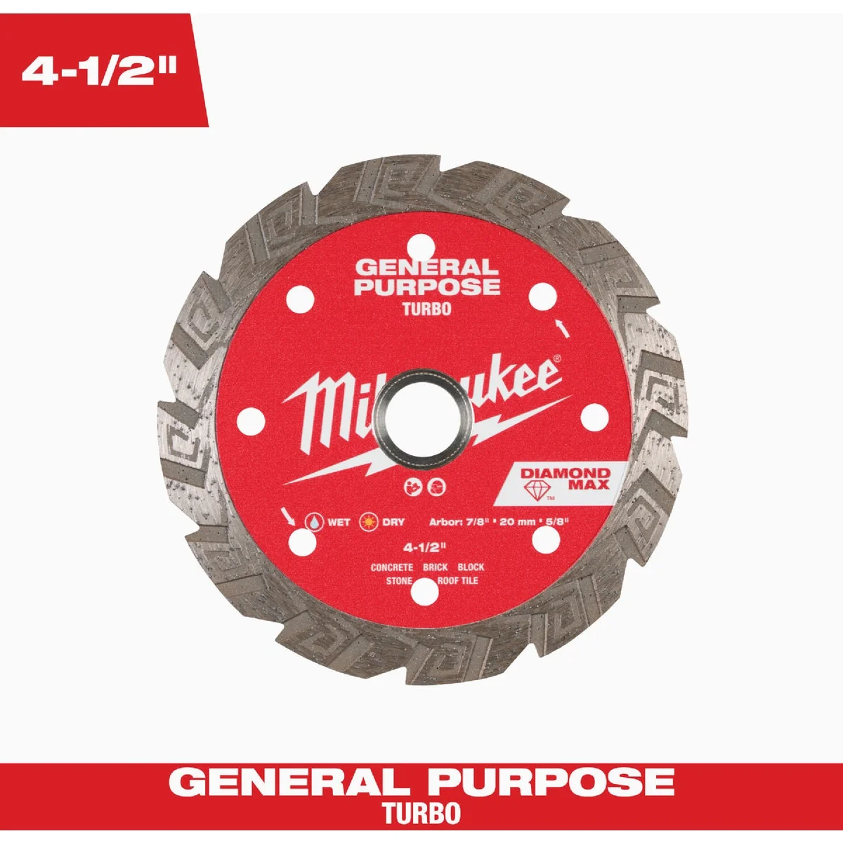 Crafted Milwaukee DIAMOND MAX 4-1 2 In. Turbo Rim General Purpose Diamond Blade Exceptional