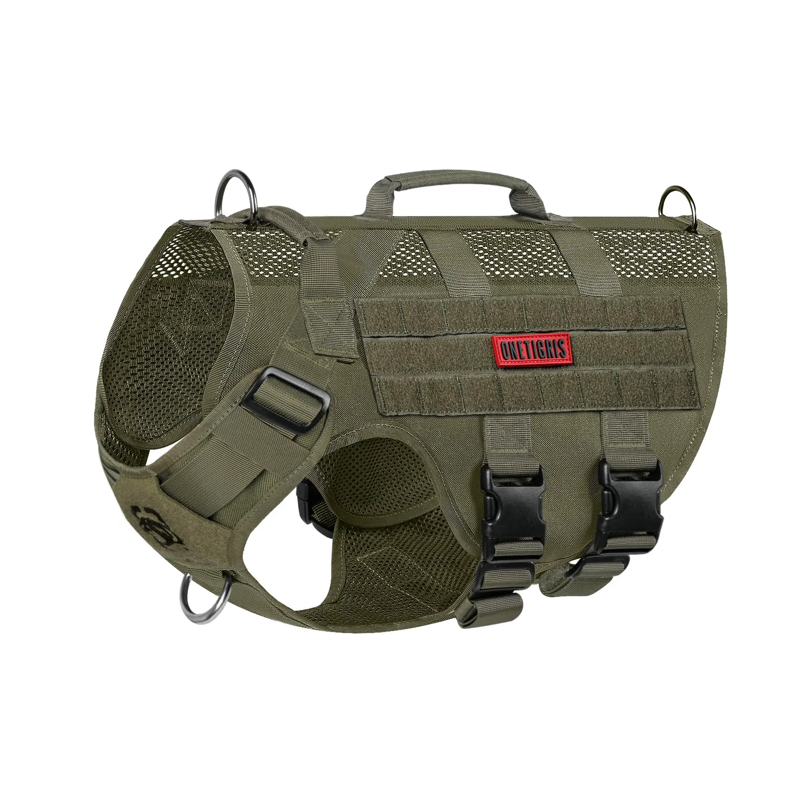 Durable OneTigris No Pull Tactical Dog Harness for Large Dogs Aire Mesh MOLLE Handles Green Prestigious
