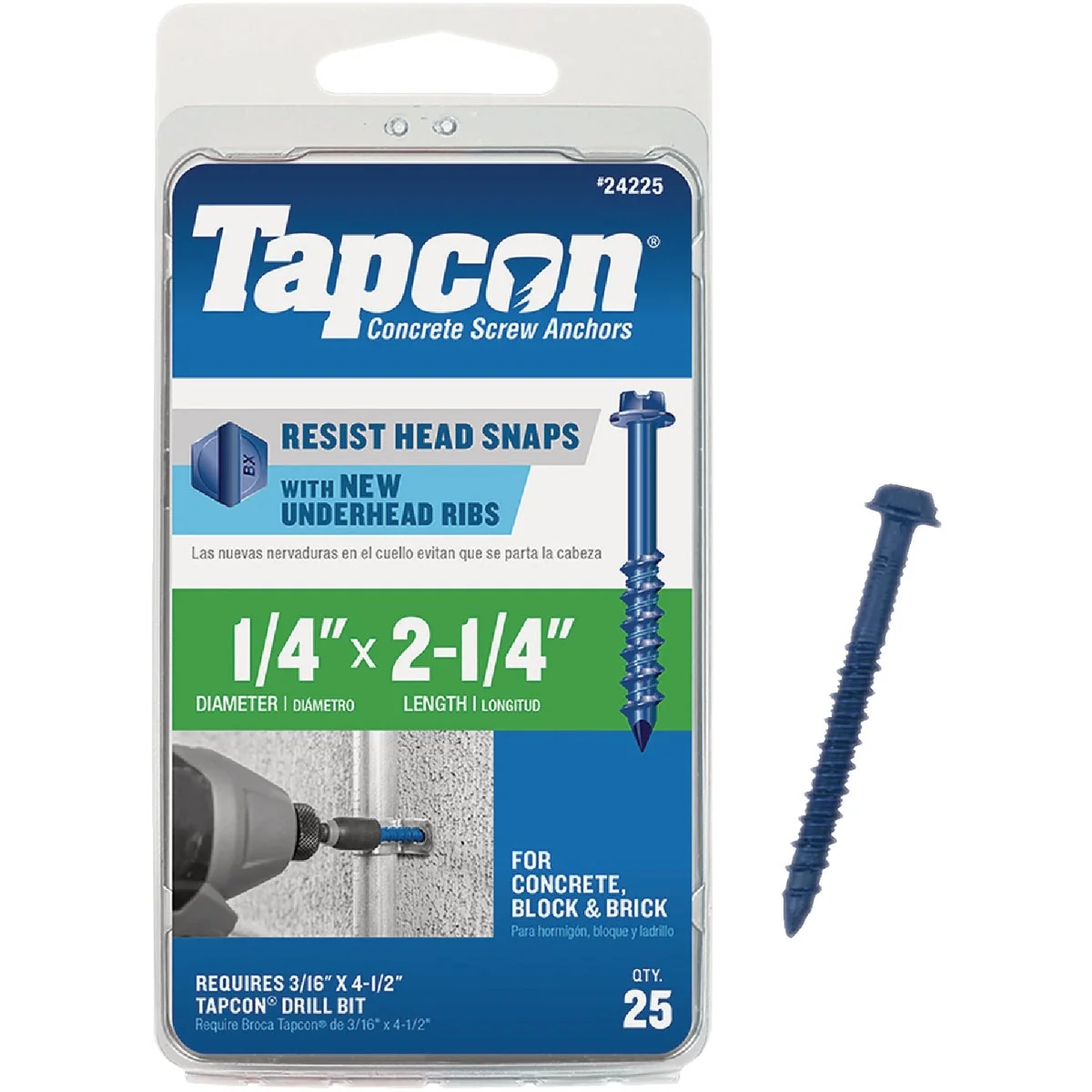 Excellent Tapcon 1 4 In. x 2-1 4 In. Hex Washer Head Concrete Screw Anchors 25 Ct. Modern