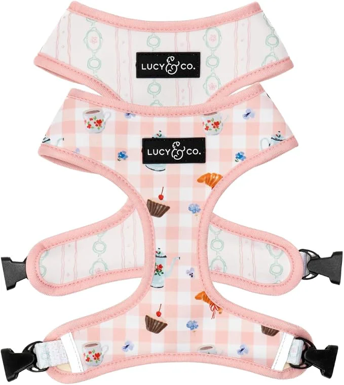 Unique Lucy Co. Sipping Slowly Reversible Dog Harness Adjustable Comfort Fit Clean