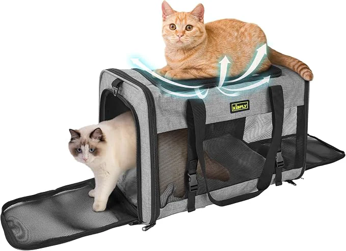 Certified Cat Carrier for 2 Cats Kitten Pet Carrier for Cat Small Dog Bunny Foldable Elegant