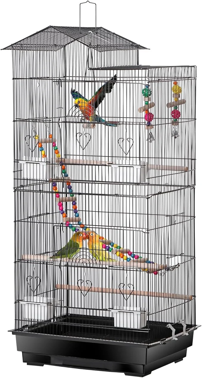 Pure 39-Inch Roof Top Bird Cage Large Flight Parrot Cage w Toys Dependable
