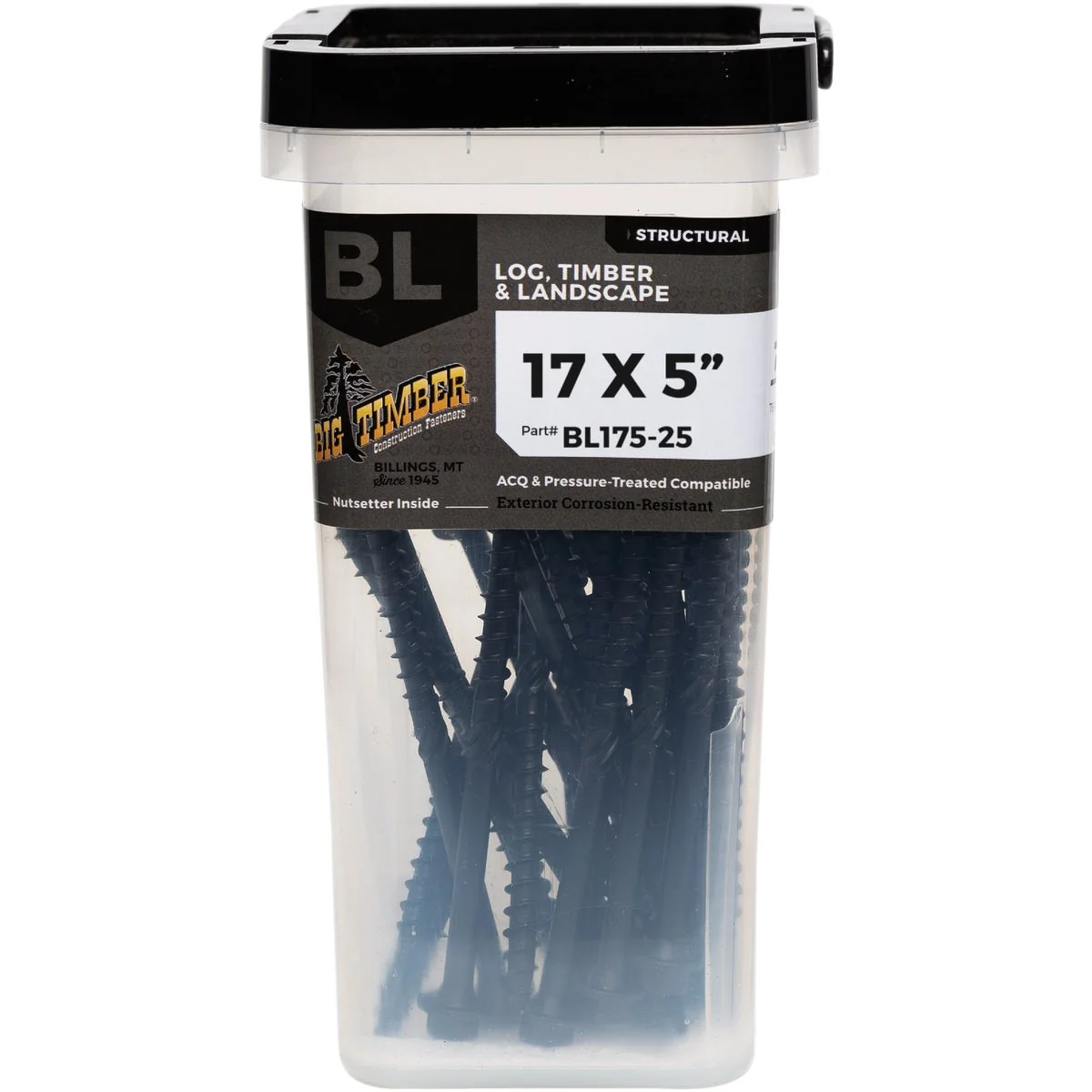 Reliable Big Timber 17 x 5 In. Hex Head Black Structure Screw 25 Ct. Smart
