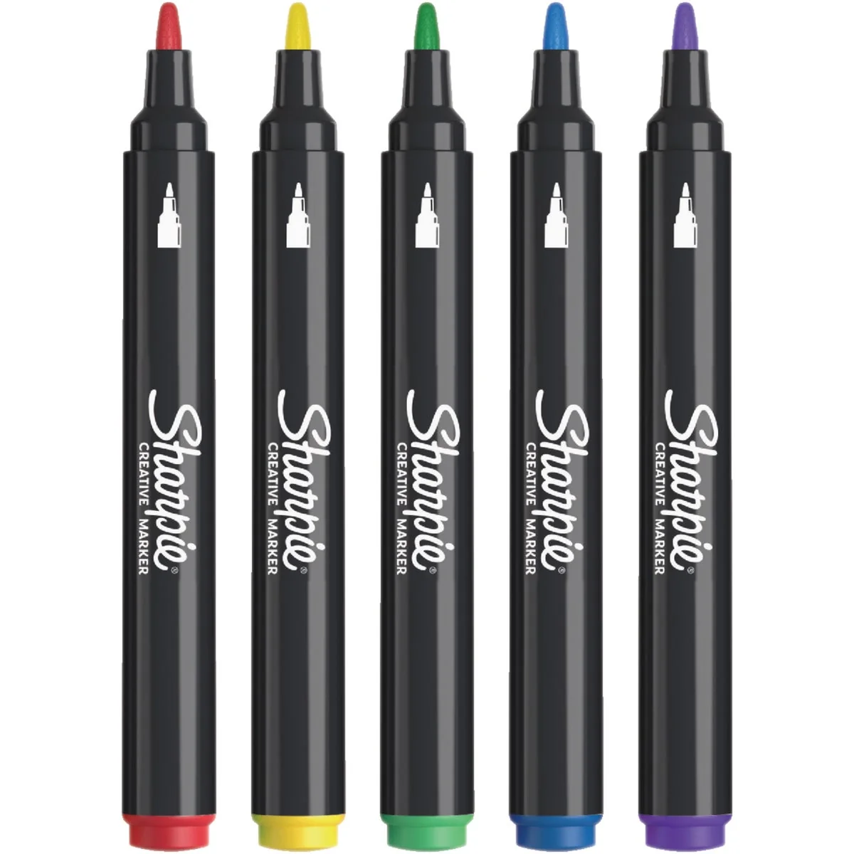Exclusive Sharpie Assorted Colors Water-Based Acrylic Bullet Tip Creative Markers 5-Pack Smooth