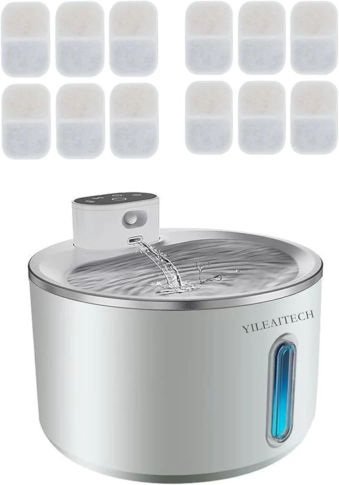 Stylish Wireless Cat Water Fountain Stainless Steel 135oz 4L Cat Fountain Battery Operated Cordless Pet Water Fountain for Cats Dogs with Motion Sensor Ultra Quiet Pump 12 Filters White 4L About ThisOverview Easy-to-Use