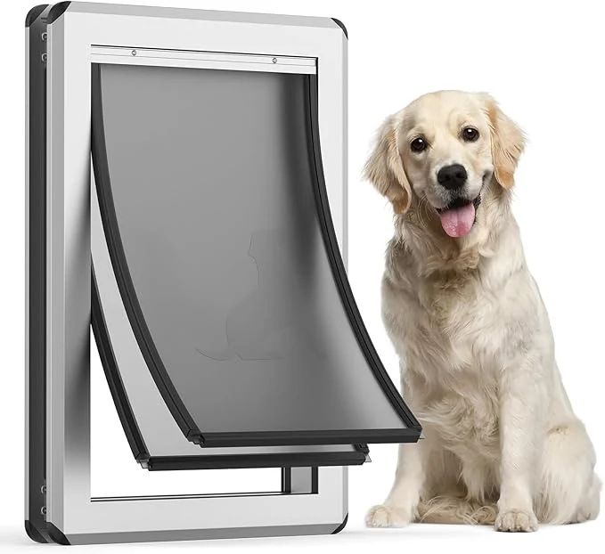 Smart Large Dog Door for Exterior Doors Aluminum Frame Doggy Door Fully Magnetic High-Grade