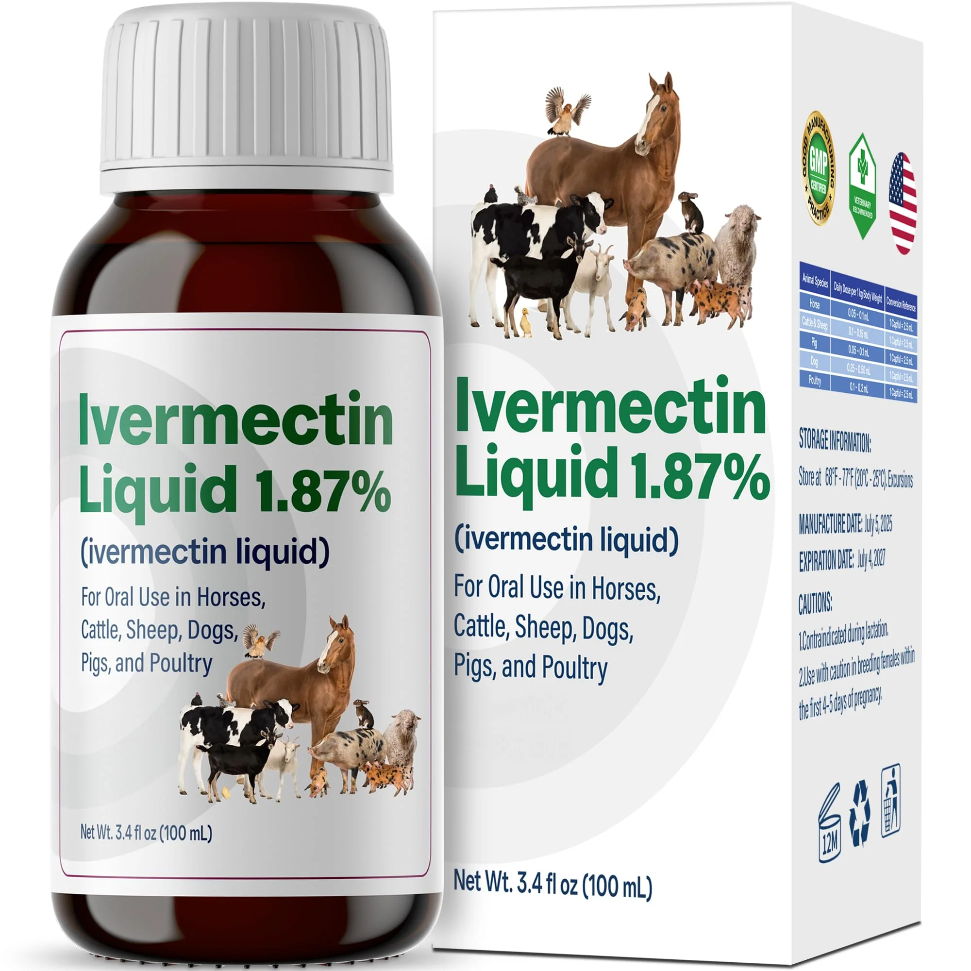 Optimized Bingbrofam Dewormer for Horses Poultry More Ivermectin for Tapeworms Roundworms Hookworms Long-Lasting