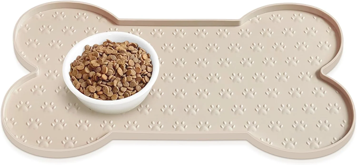 Superior Dog Food Mat Anti-Slip Silicone Dog Bowl Mat Thicker Pet Placemat Waterproof Cat Feeder Pad with Raised Edge Puppy Kitten Feeding Mats Suitable Small Medium-Sized Dogs Cats Eating Tray Specialty