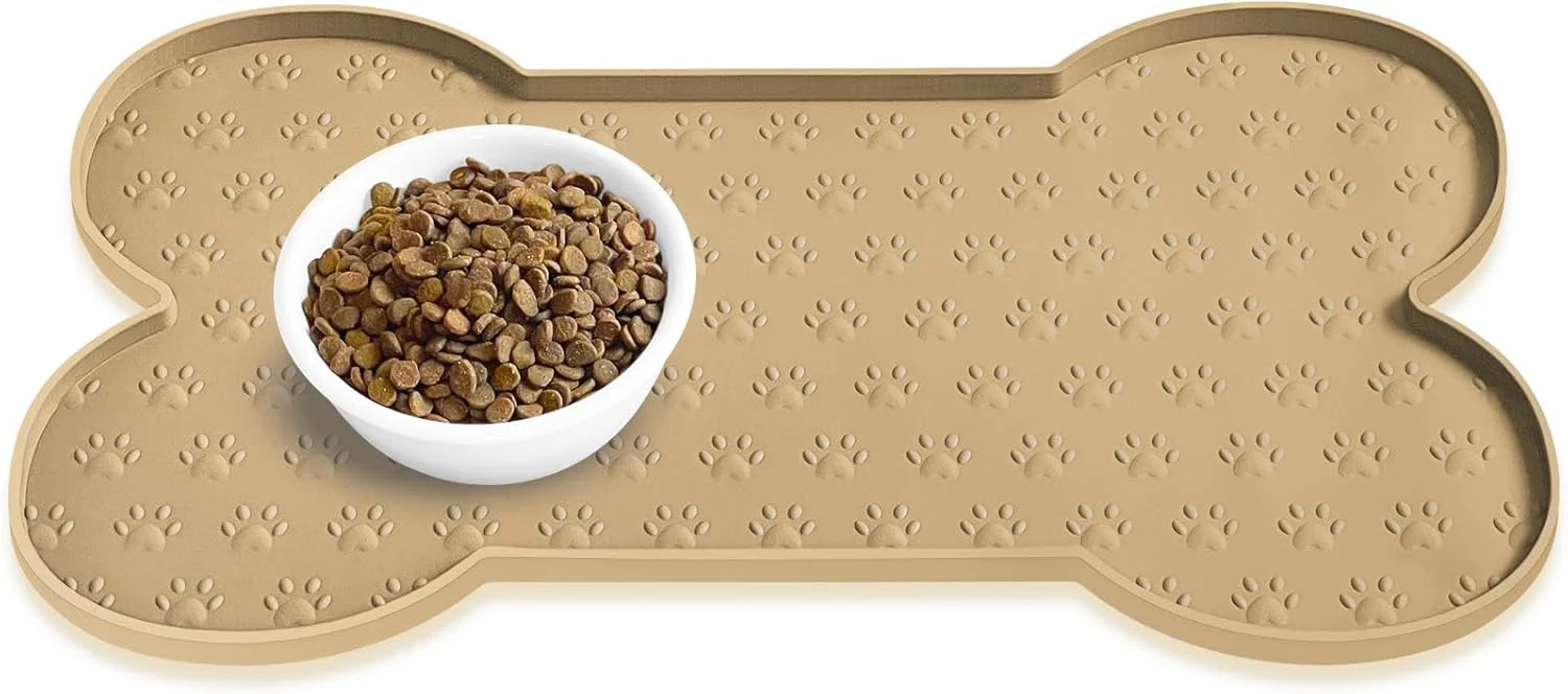 Flexible Dog Food Mat Anti-Slip Silicone Dog Bowl Mat Thicker Pet Placemat Waterproof Cat Feeder Pad with Raised Edge Puppy Kitten Feeding Mats Suitable Small Medium-Sized Dogs Cats Eating Tray Modern