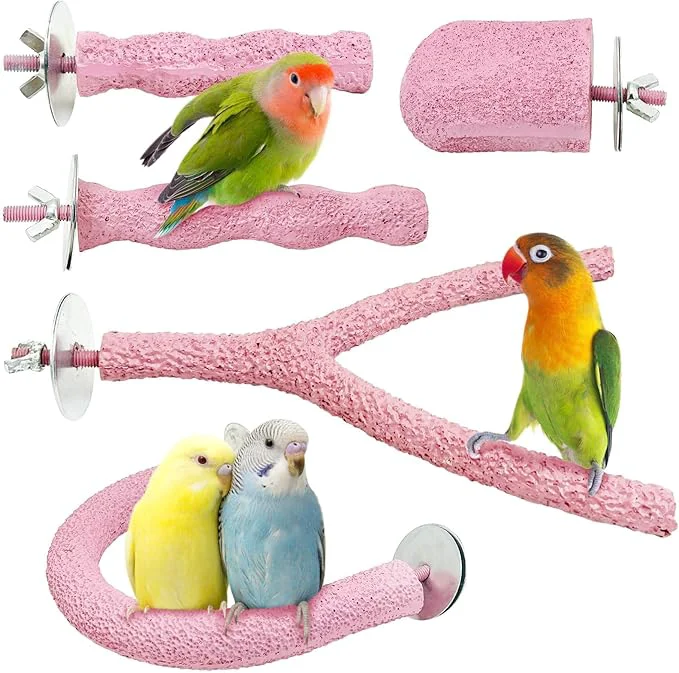 Authentic PINVNBY 5 Pack Bird Perch Resin Bird Beak Grinding Stone Parrot Cage Stand Dependable